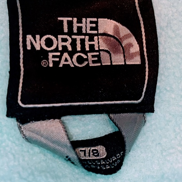 The North Face Girls Denali Fleece Jacket Size 7/8 Aqua Blue Gray Warm Zip - Picture 3 of 5